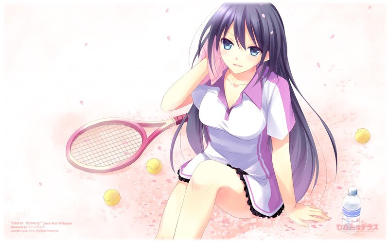 anime tennis girl with petals