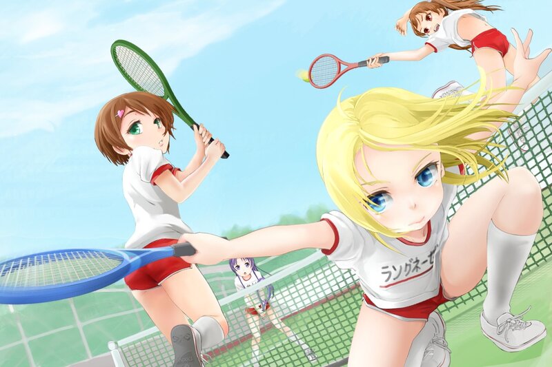anime tennis players in action