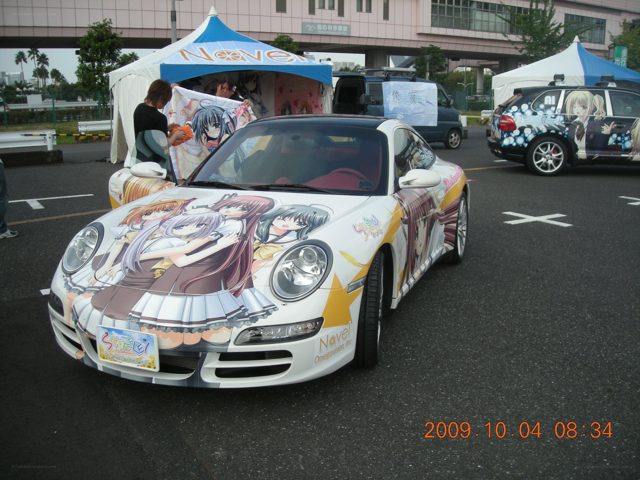 Anime-themed car display