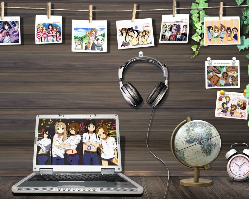 Anime-themed desk setup