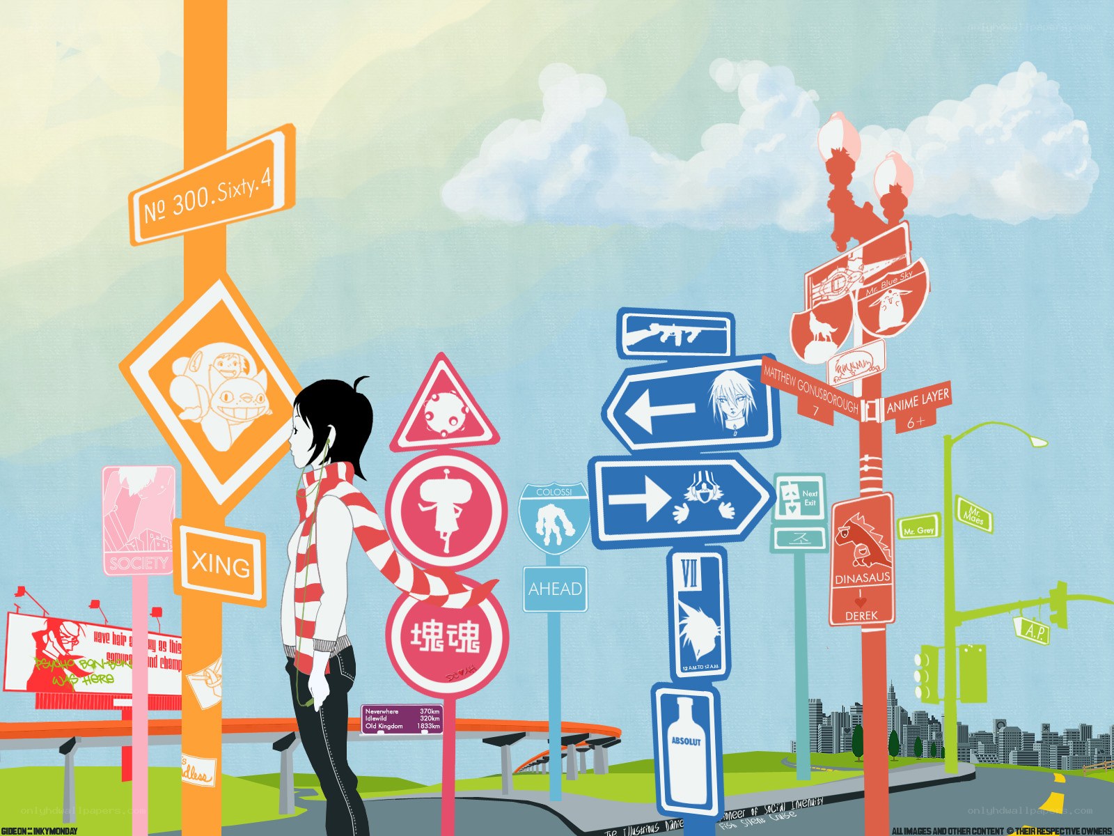 Anime-themed street signs
