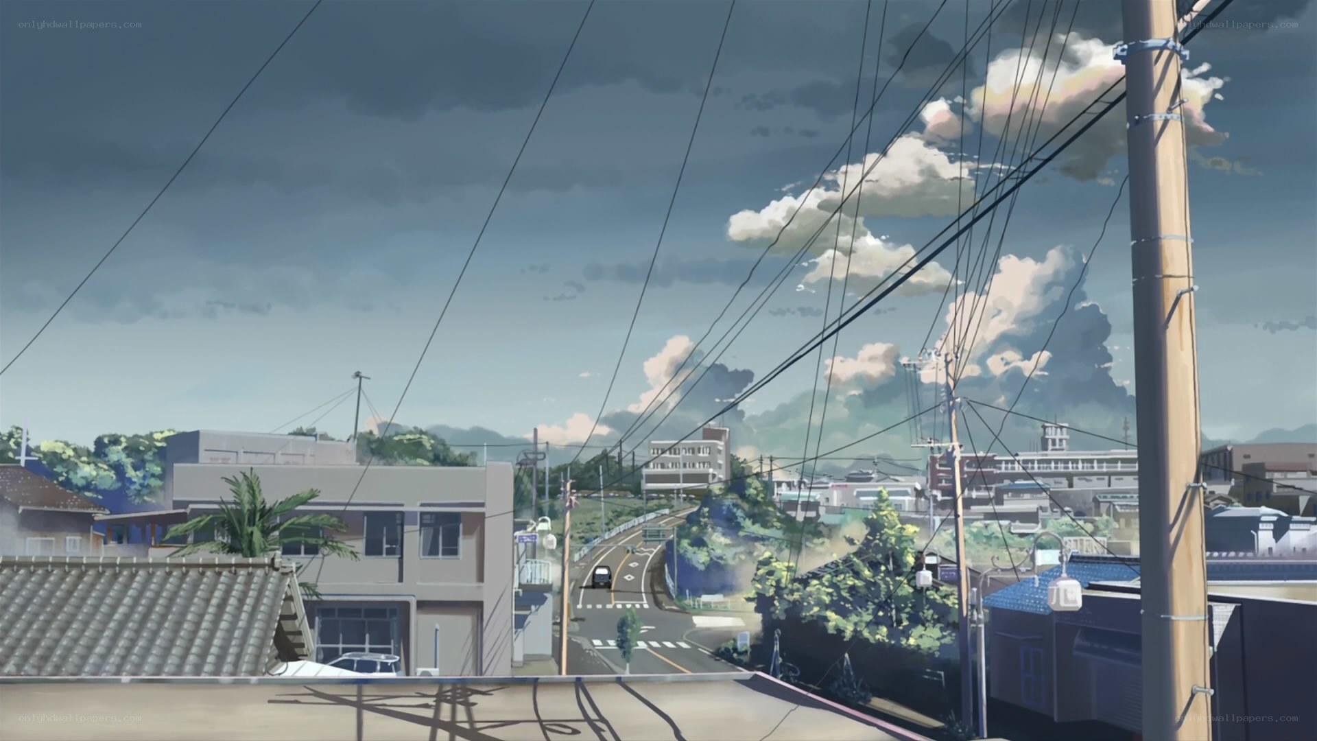 Anime town street scene