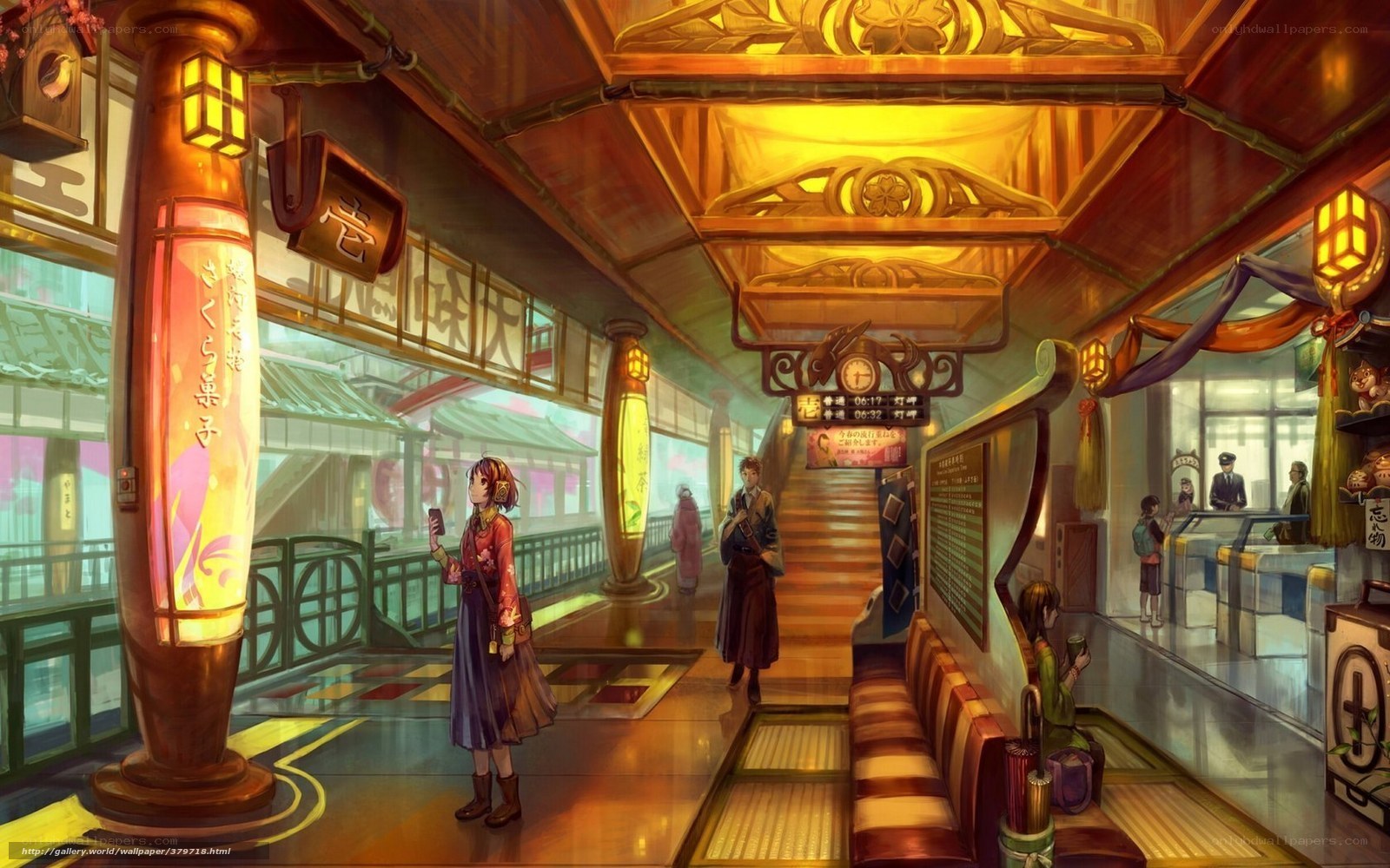 Anime train station interior