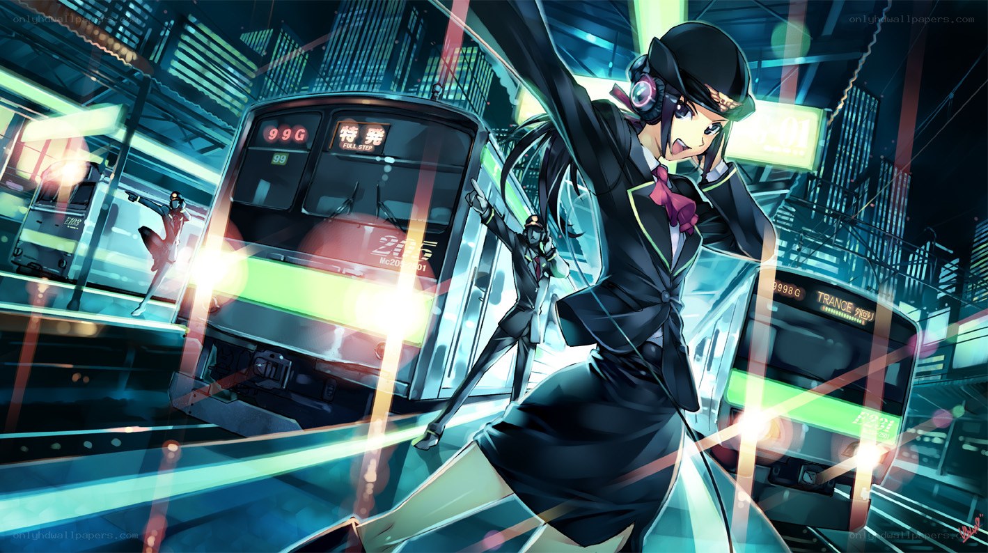 Anime train station scene