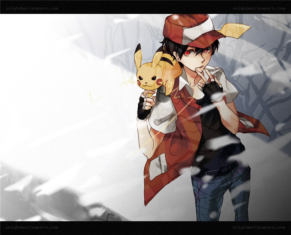 anime trainer with pikachu