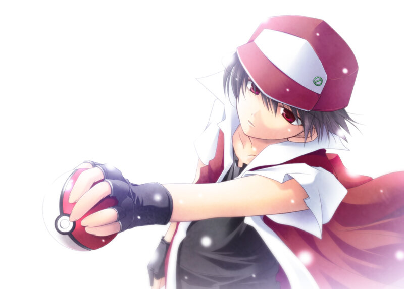 anime trainer with pokeball