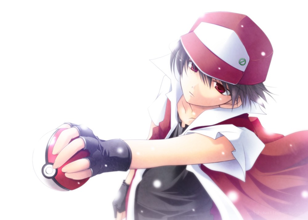 anime trainer with pokeball