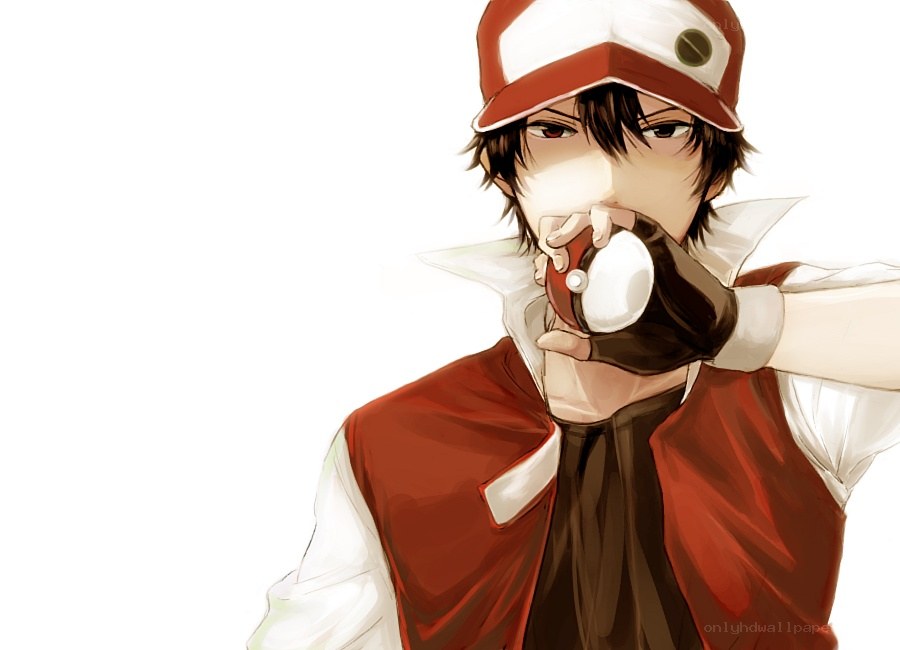 anime trainer with pokeball