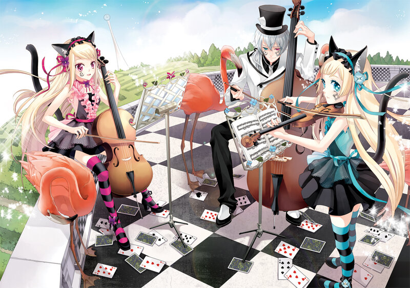 Anime trio playing music