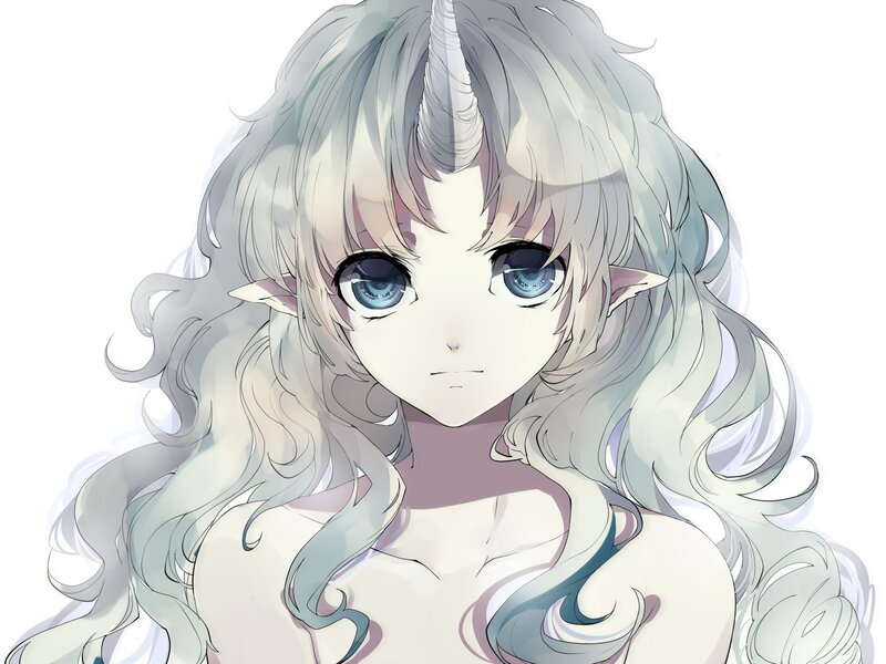anime unicorn girl portrait