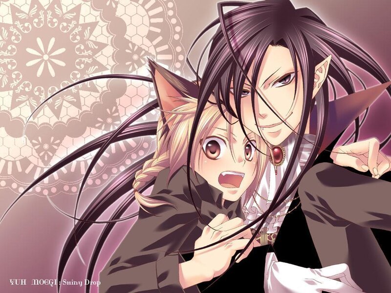 Anime vampire and cat girl