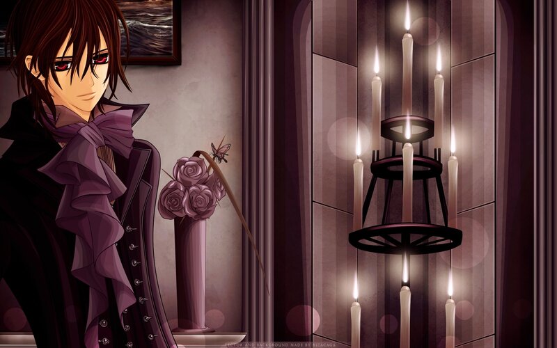anime vampire in candlelit room