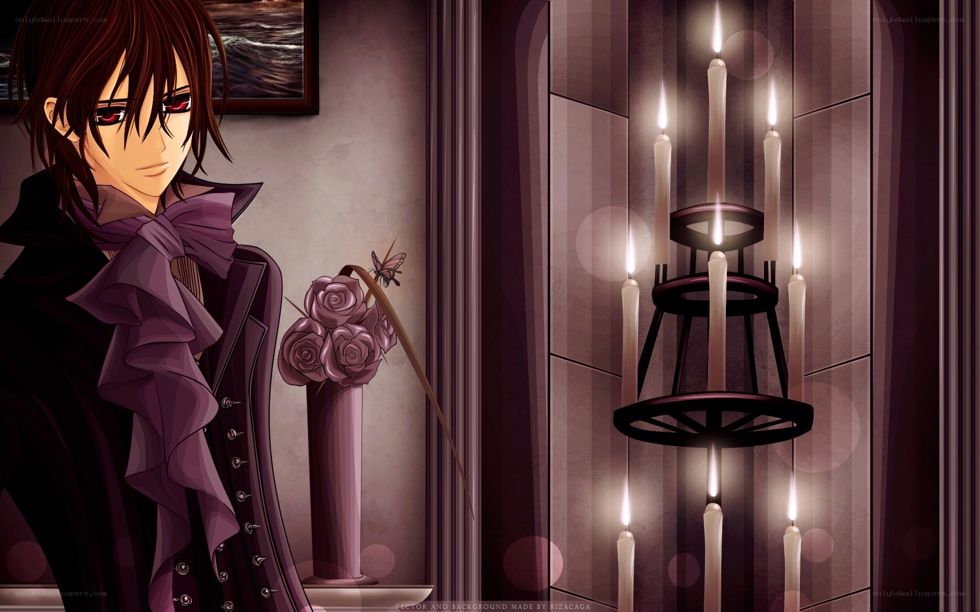 anime vampire in candlelit room