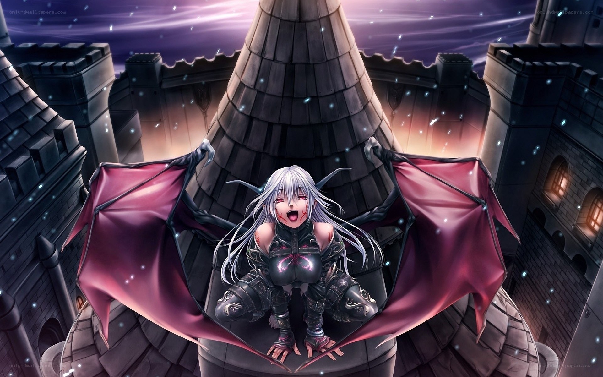 anime vampire on castle roof