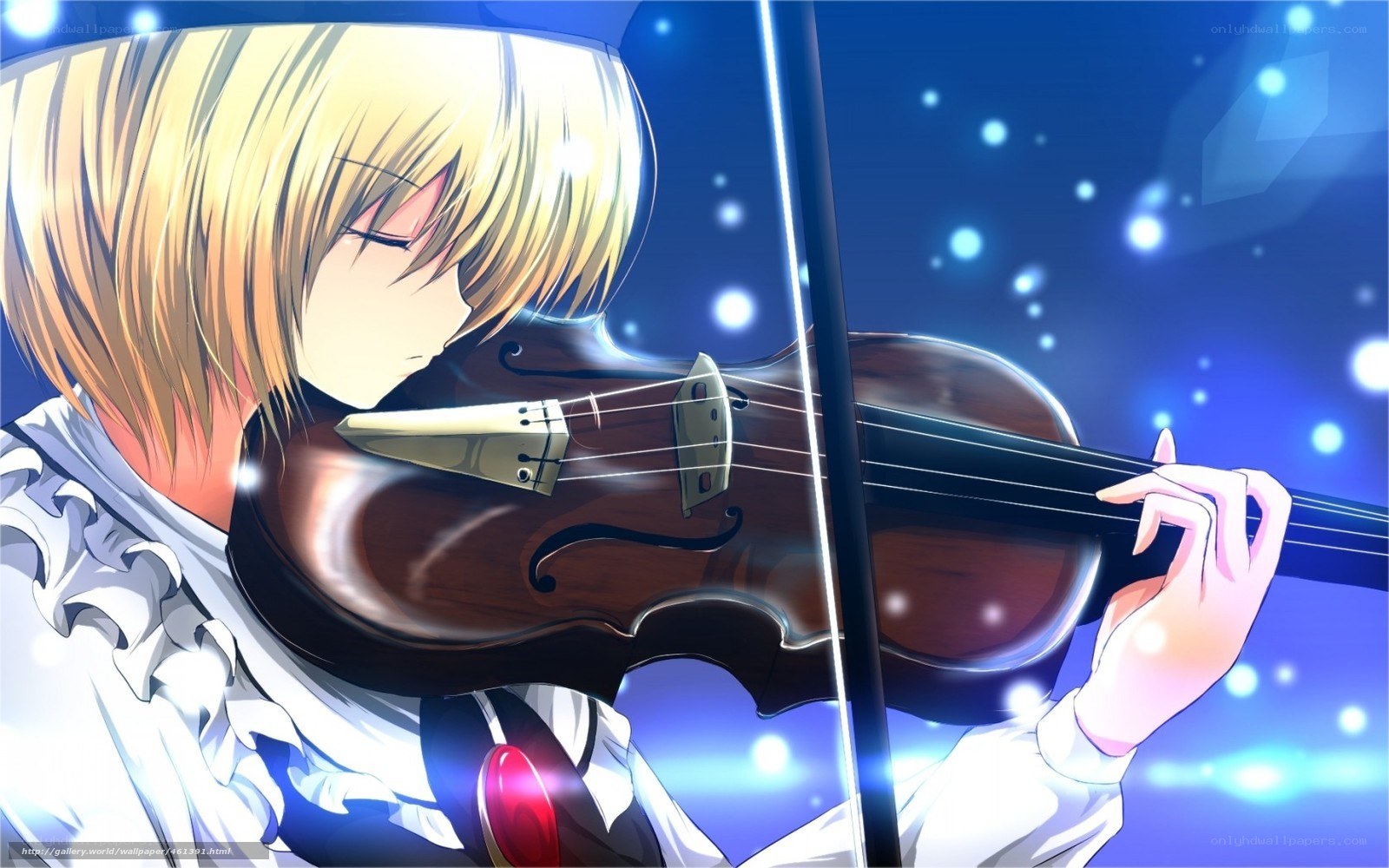 anime violinist at night