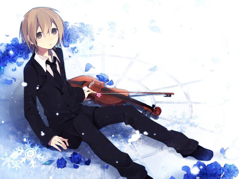 anime violinist in winter