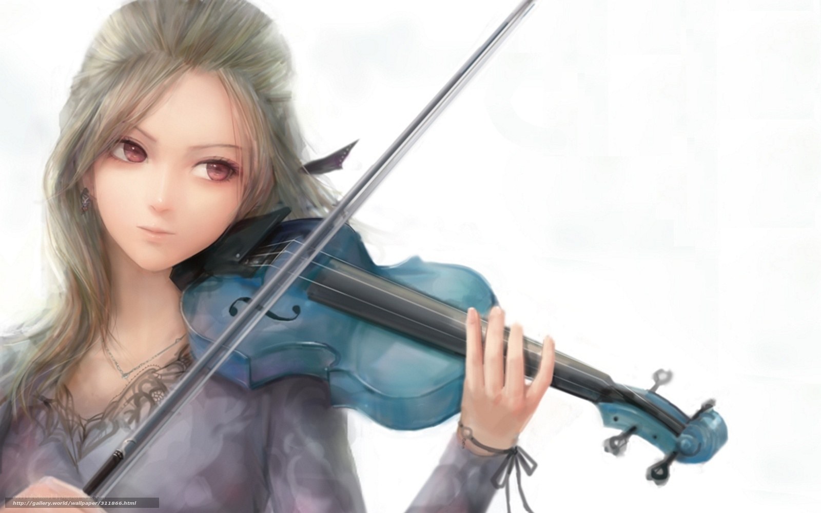 Anime violinist with blue instrument