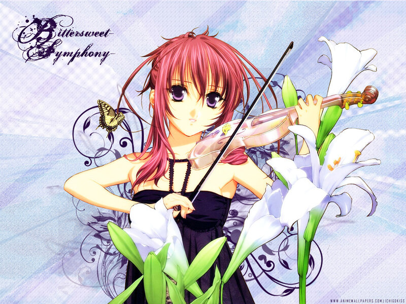 Anime violinist with lilies