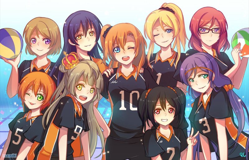 Anime Volleyball Team — Black, Cheerful