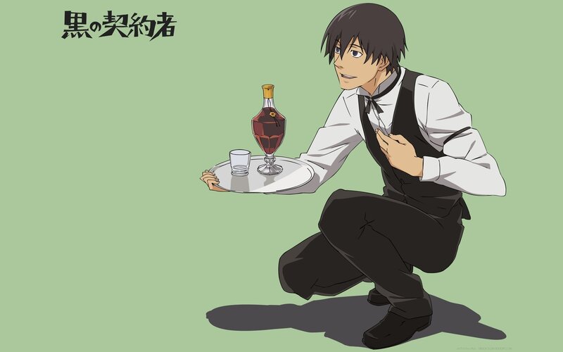 Anime Waiter Holding Tray