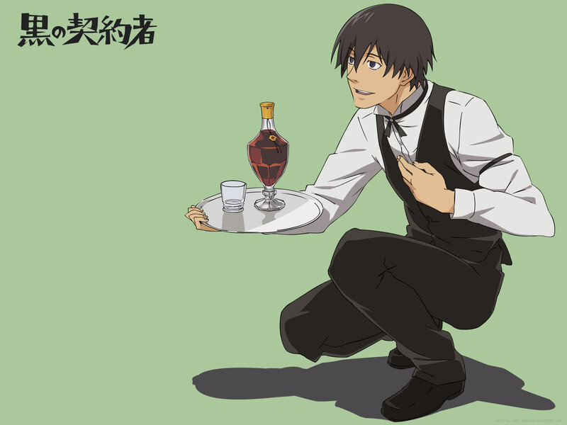 anime waiter with drink tray
