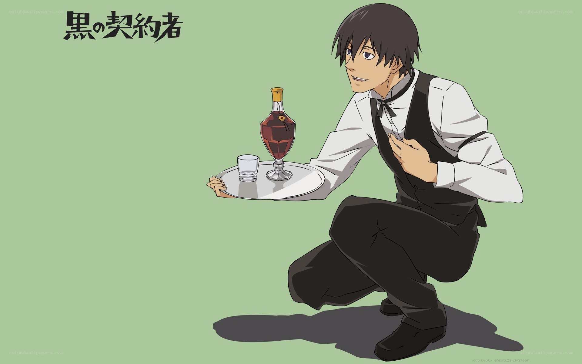anime waiter with tray