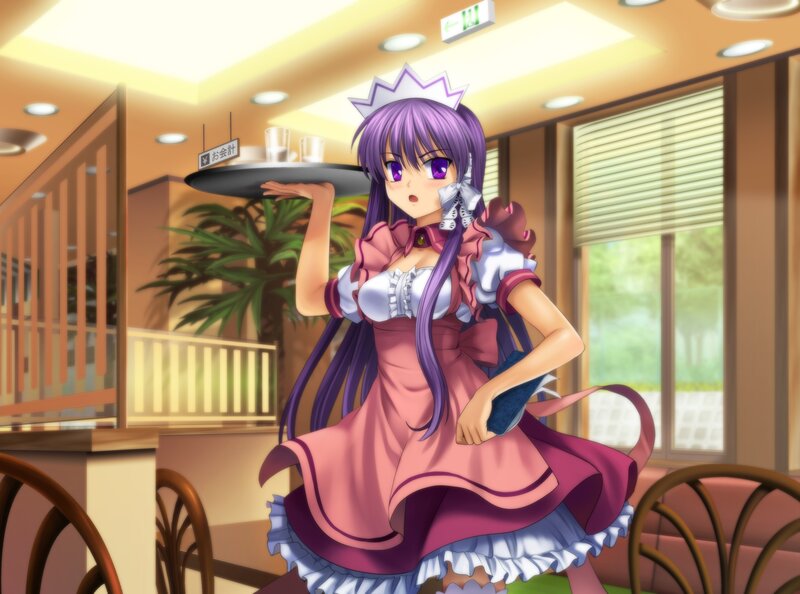anime waitress in cafe