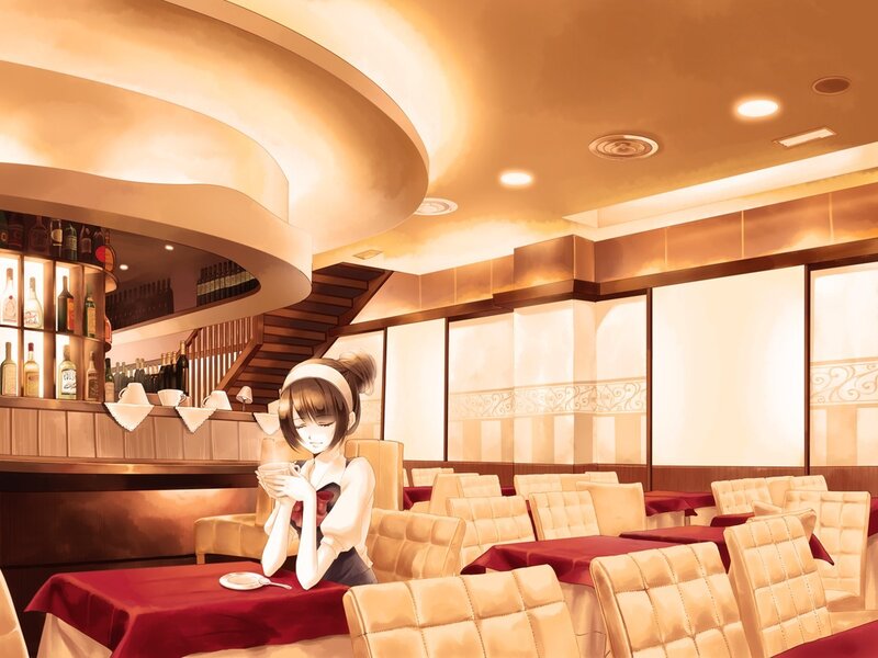 Anime Waitress in Restaurant