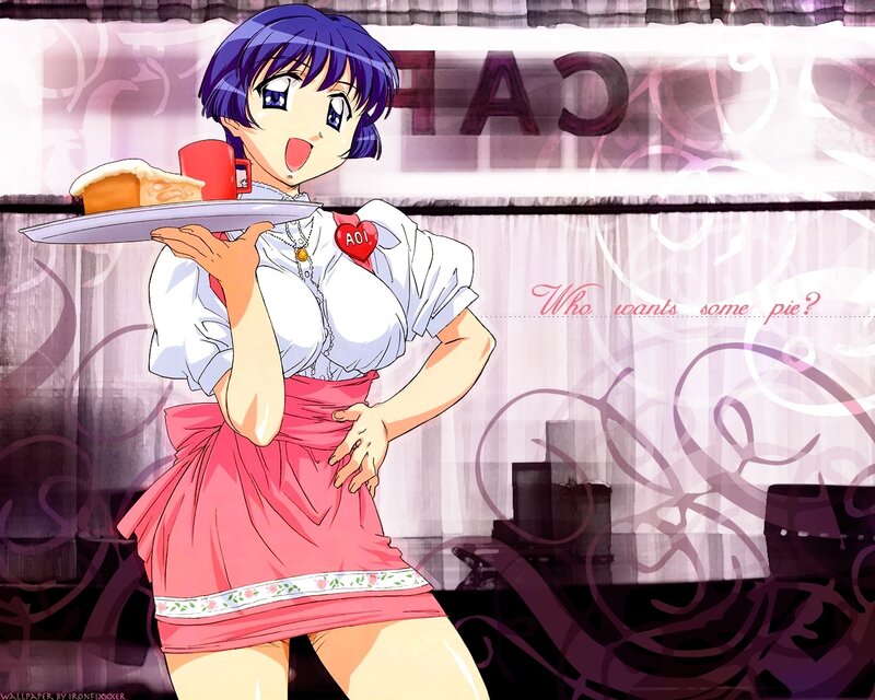 anime waitress with pie