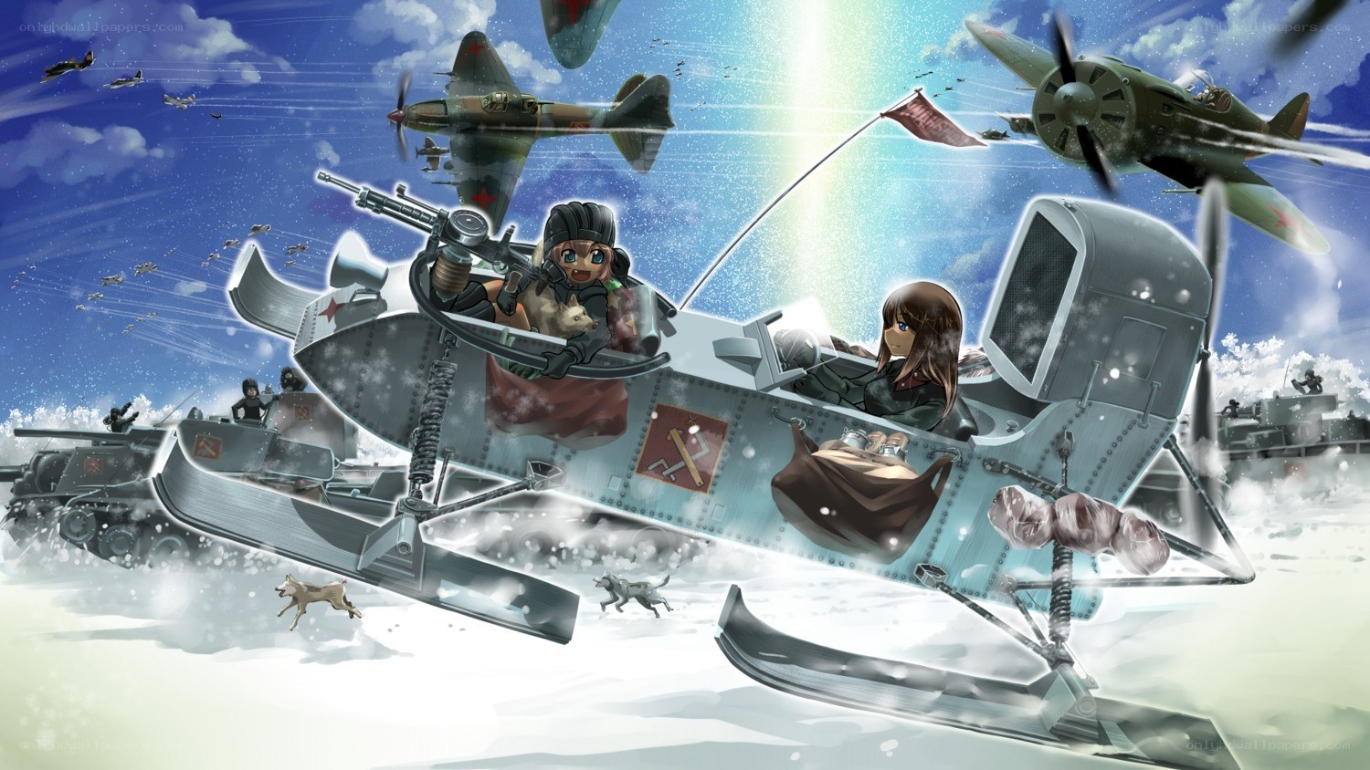 Anime war aircraft battle