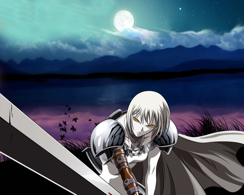 anime warrior at night