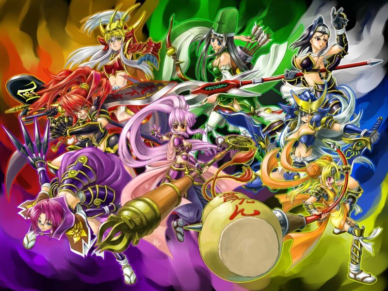 Anime warrior group illustration