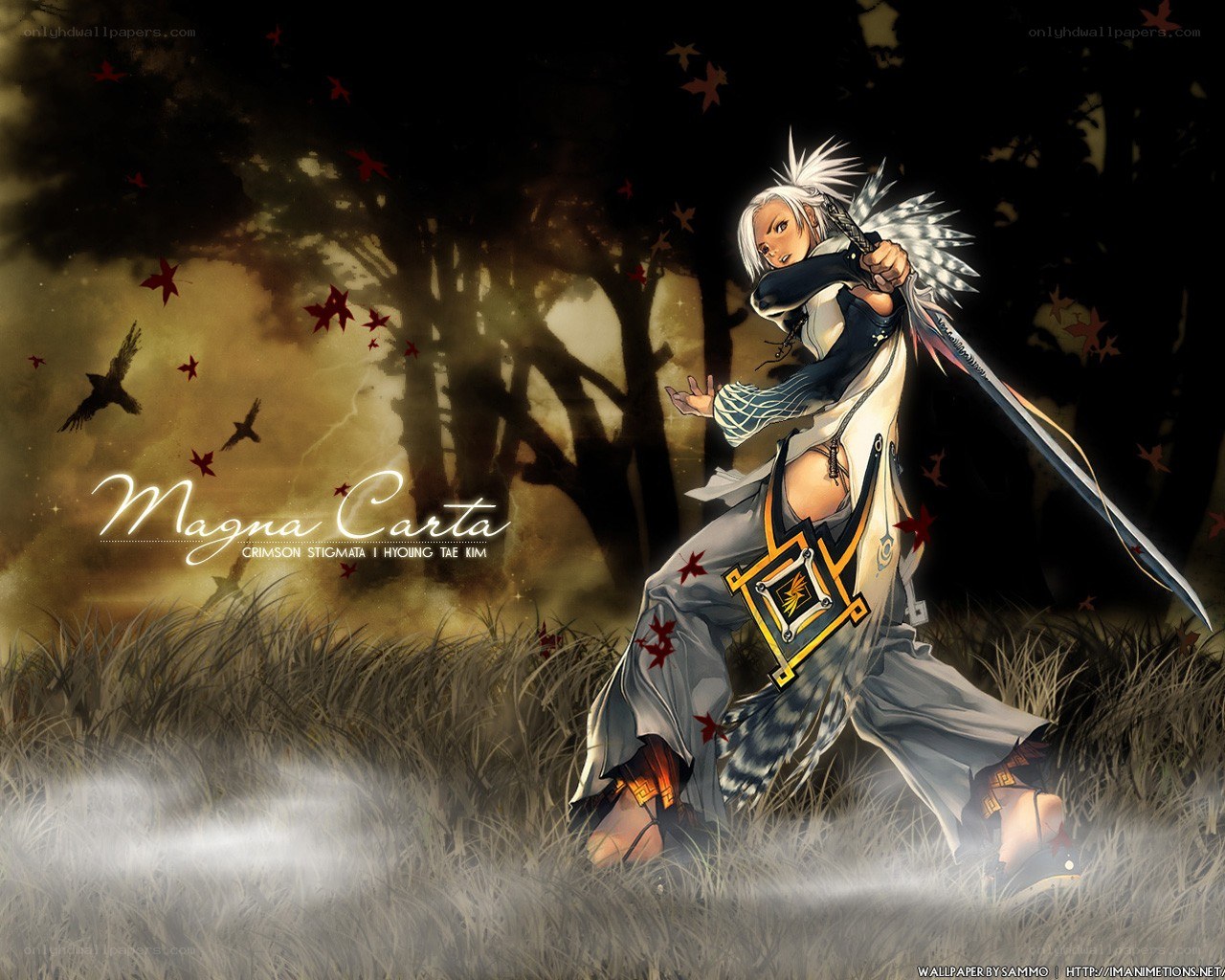 Anime warrior in a forest
