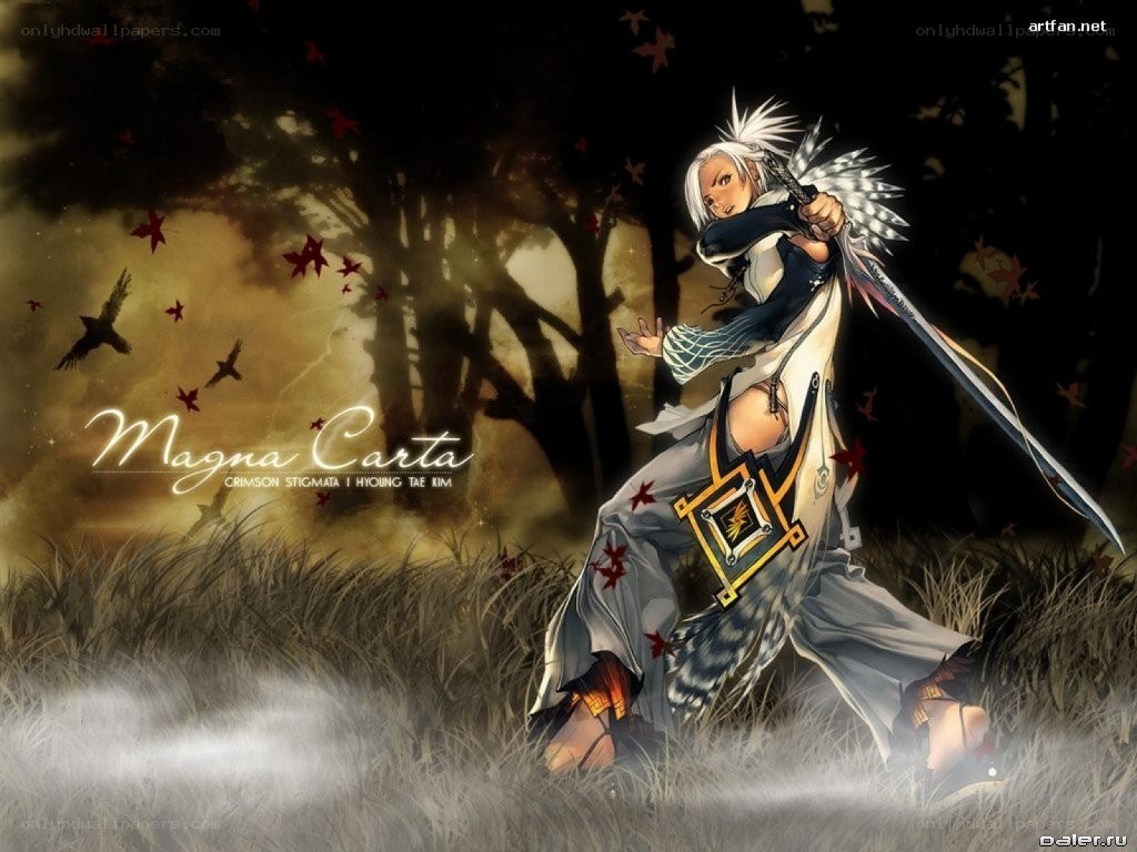 Anime warrior in a forest