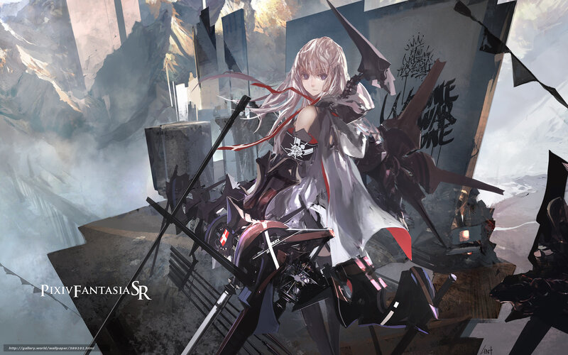 Anime warrior in a ruined city