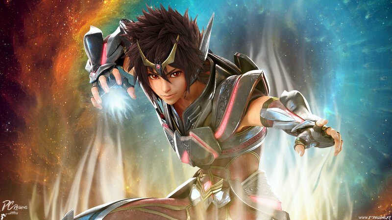 Anime Warrior in Armor — Blue