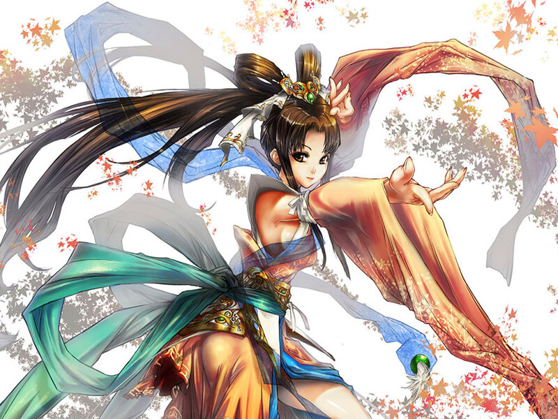 anime warrior in autumn