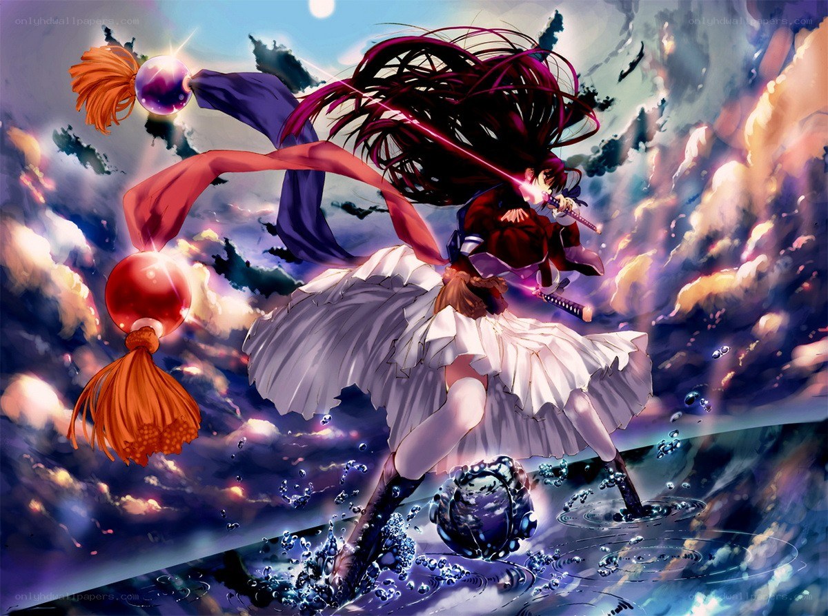 Anime warrior in battle