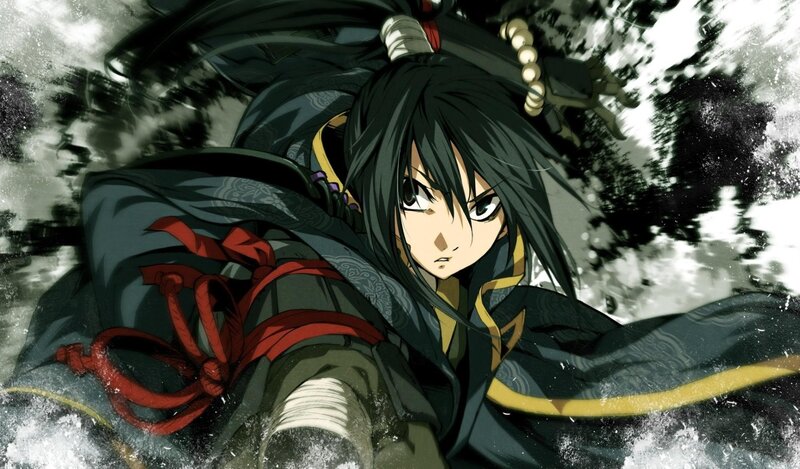 anime warrior in dark cloak