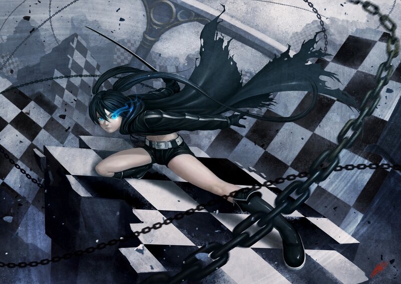 Anime warrior in dark cloak
