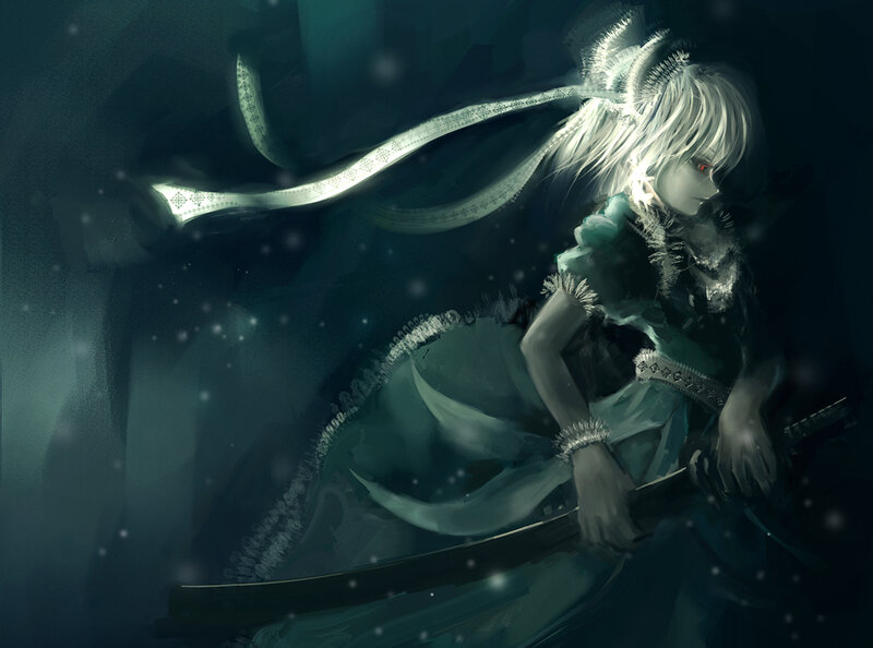 Anime warrior in dark storm