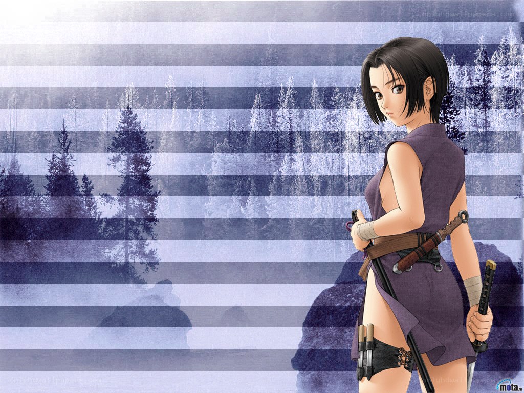 anime warrior in forest