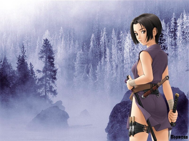 anime warrior in forest
