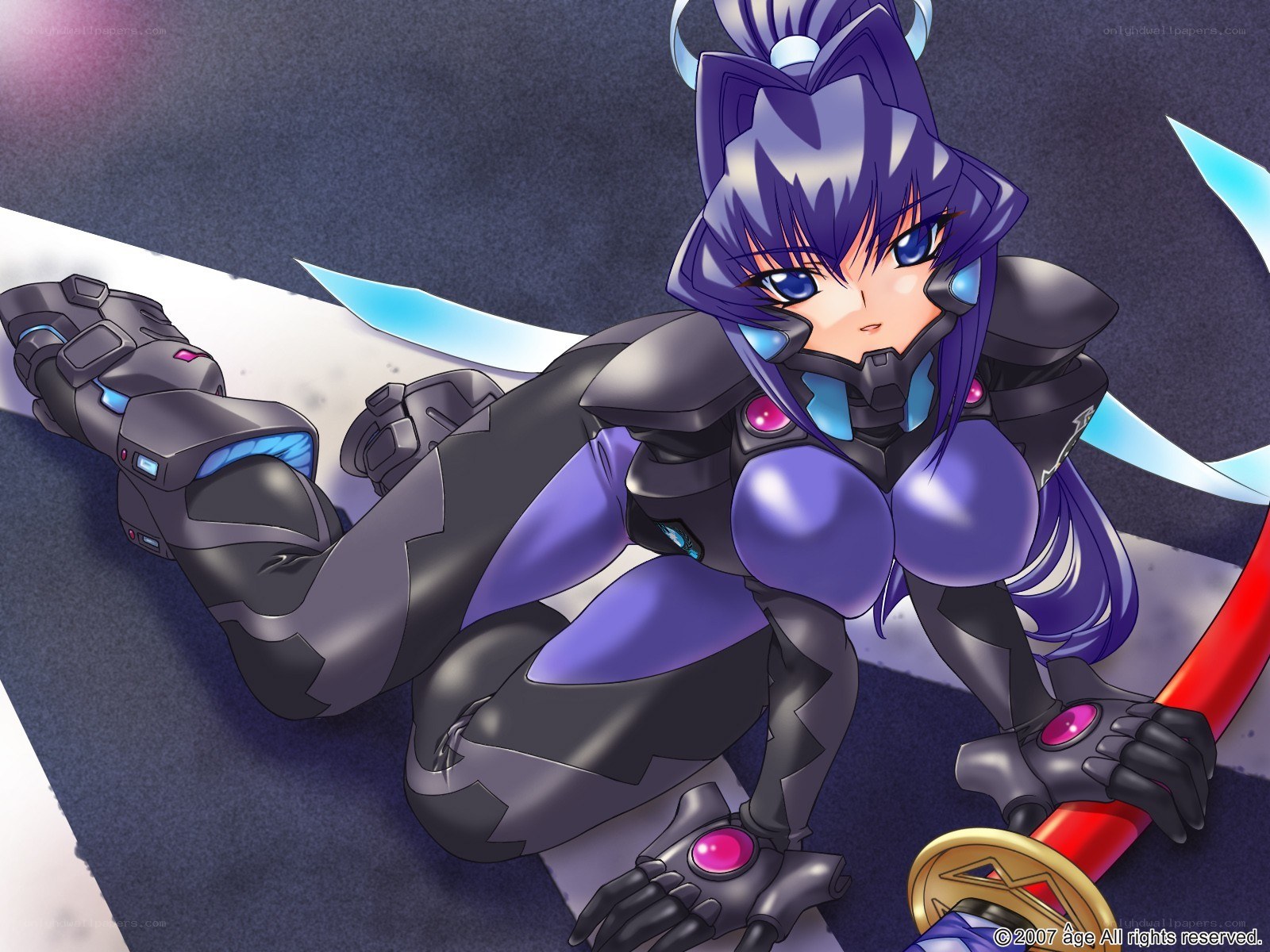 anime warrior in futuristic armor