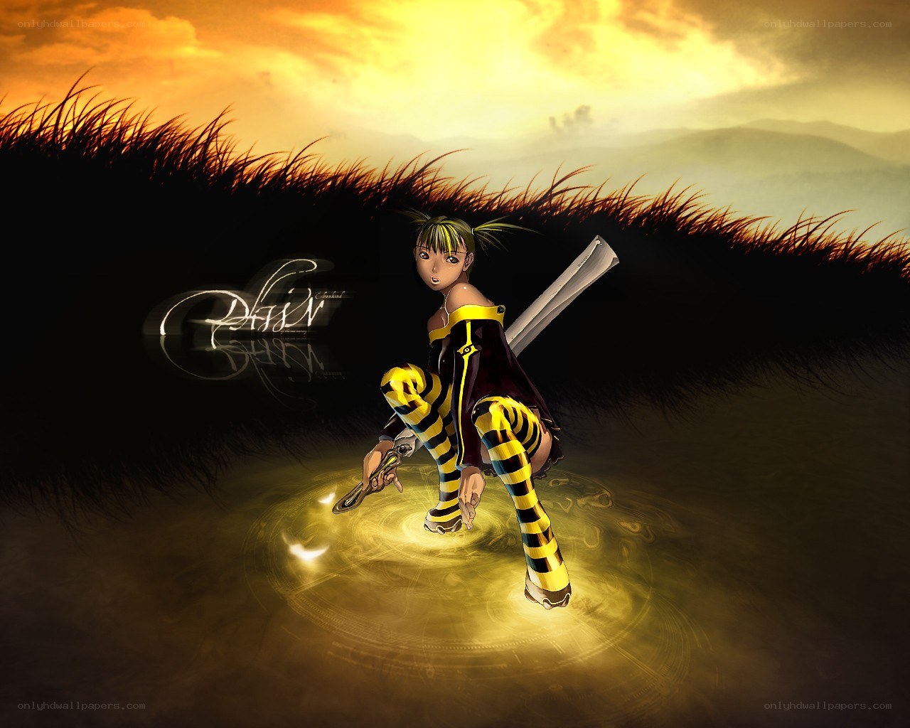 anime warrior in golden light