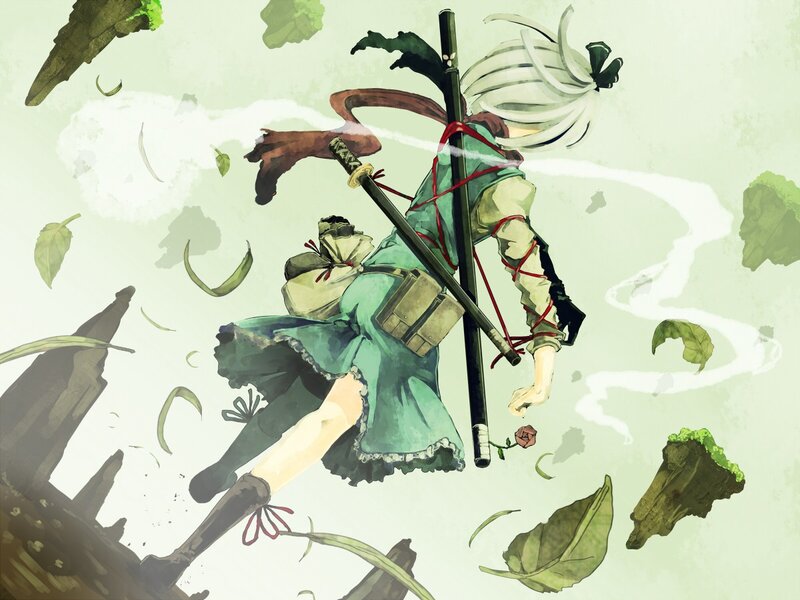 Anime warrior in green dress