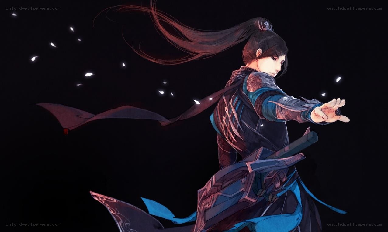 anime warrior in motion