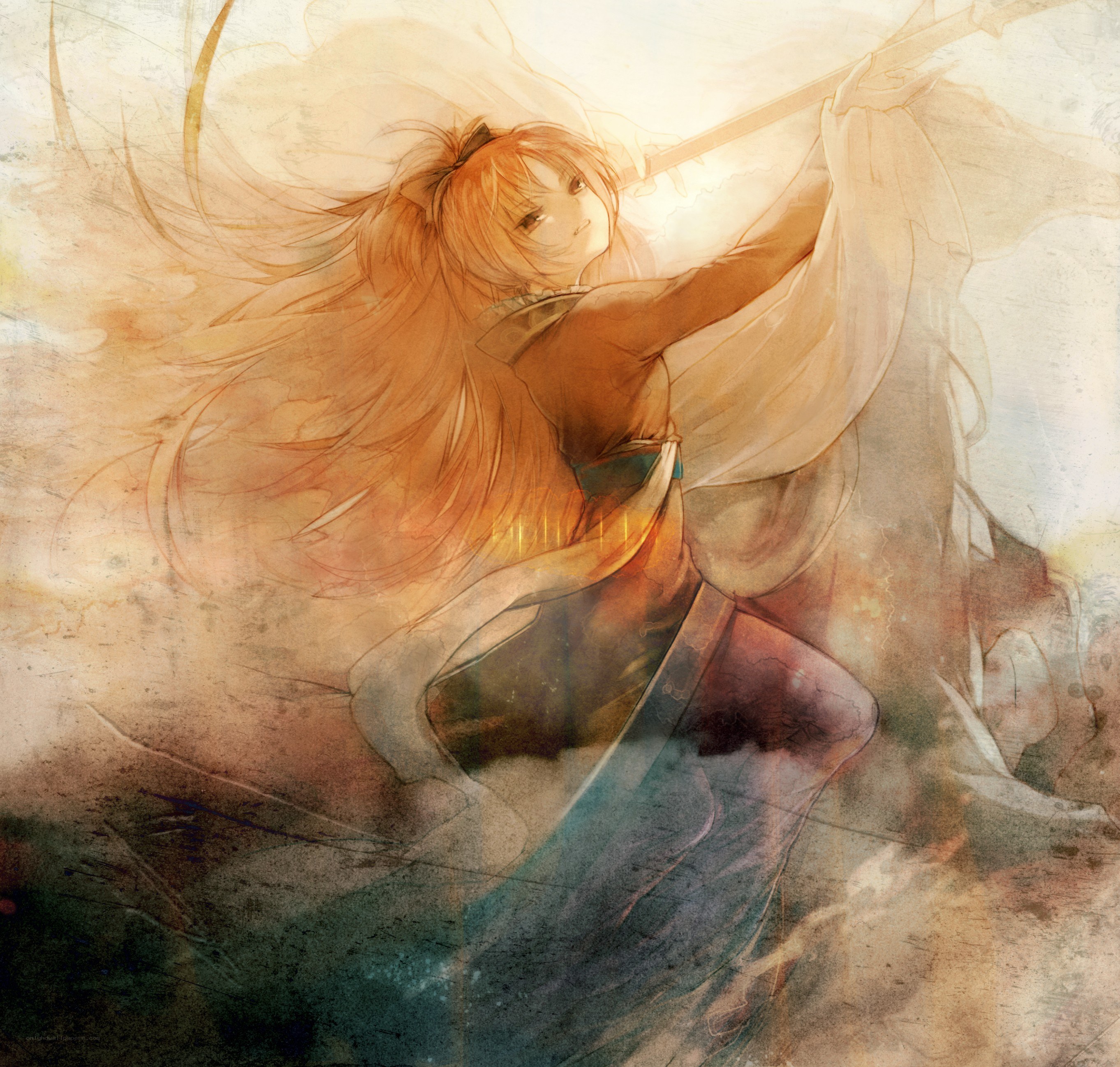 Anime warrior in motion