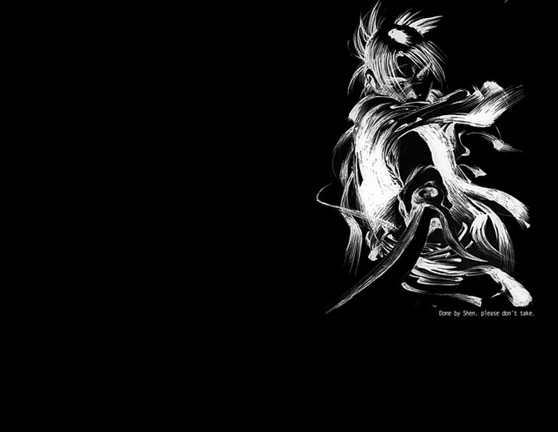 Anime Warrior in Motion — Black, Dramatic