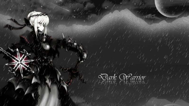 Anime Warrior in Rain — Black